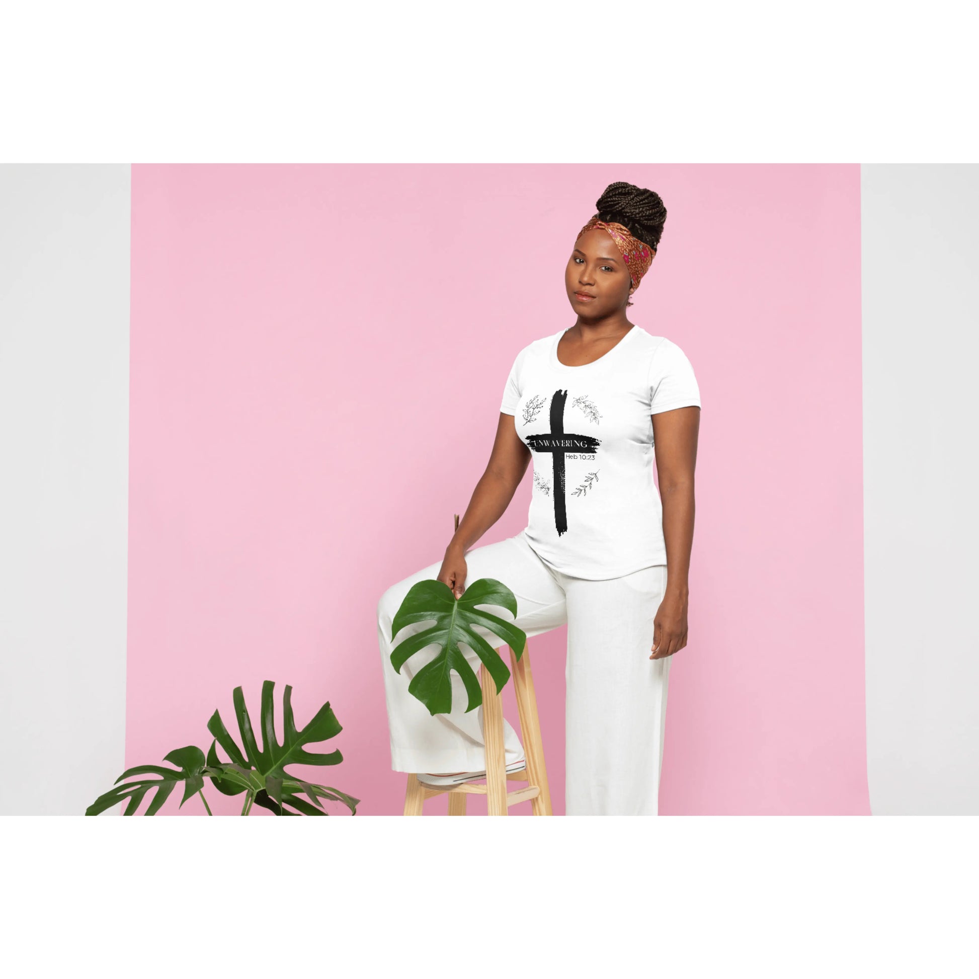 Unwavering Faith Cross T-Shirt for Women - Hebrews 10:23 Christian Apparel Unwavering Apparel