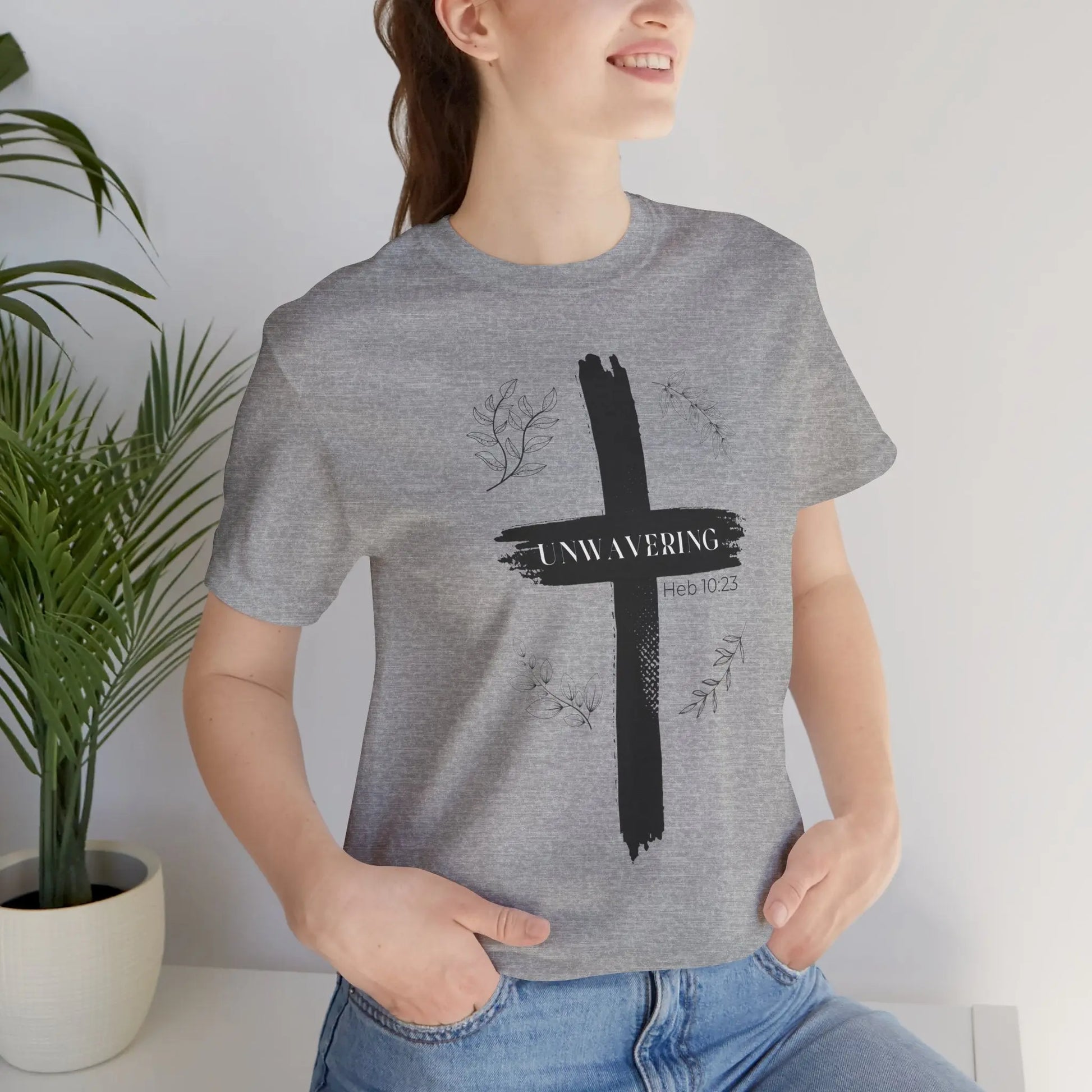 Unwavering Faith Cross T-Shirt for Women - Hebrews 10:23 Christian Apparel Unwavering Apparel