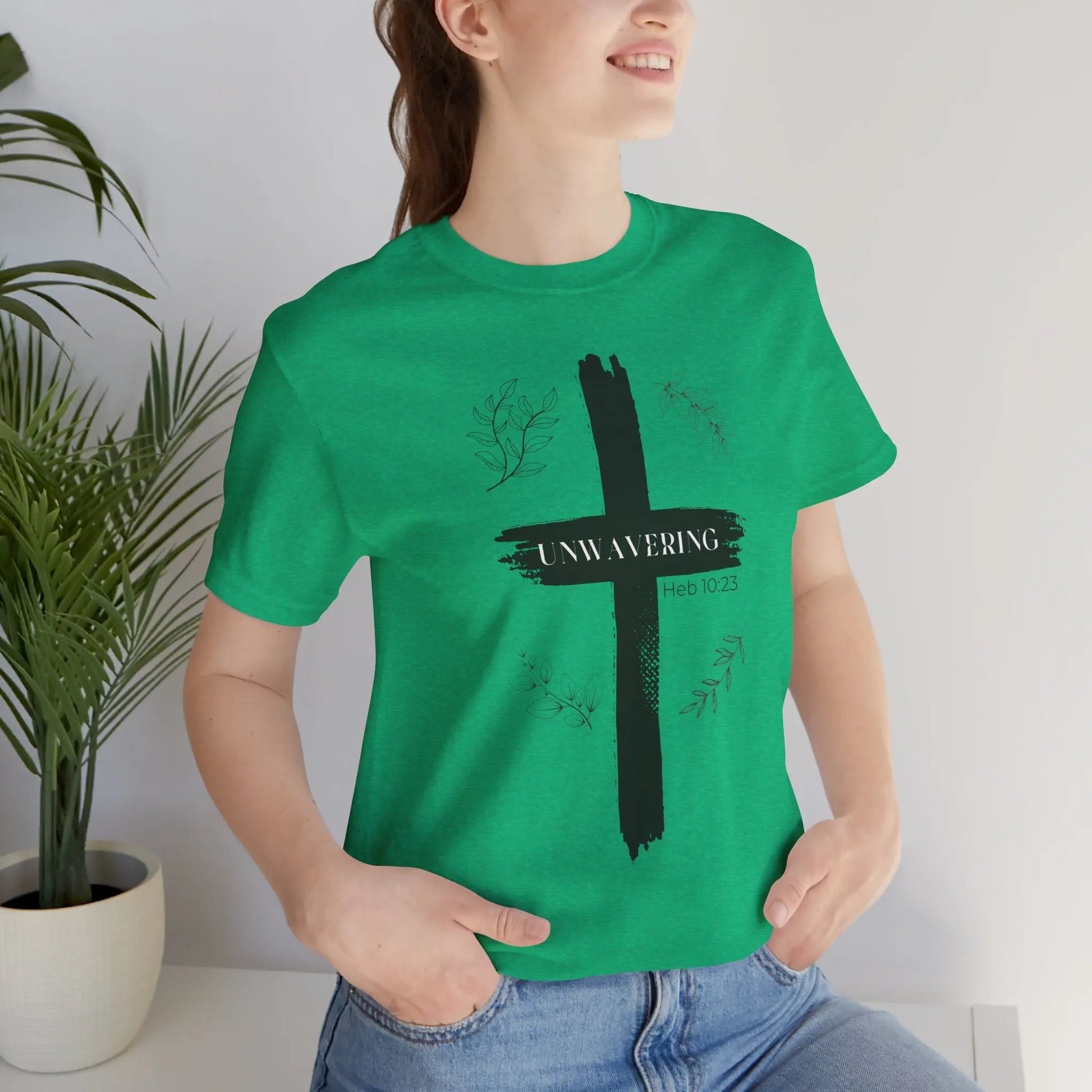 Unwavering Faith Cross T-Shirt for Women - Hebrews 10:23 Christian Apparel Unwavering Apparel